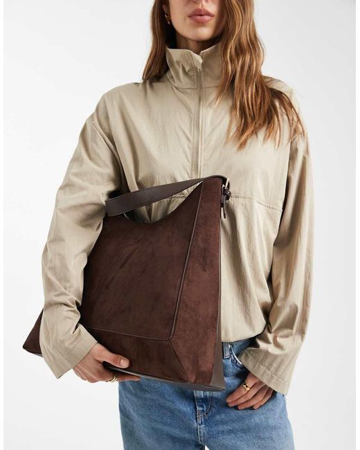 New Look Blue Croc Scoop Faux Suede Tote Bag