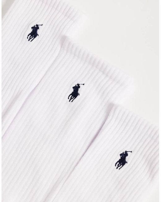 Polo Ralph Lauren White Icon Logo 6 Pack Crew Socks for men