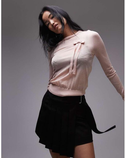 Maglione Sottile Trasparente Con Fiocco di & Other Stories in Pink