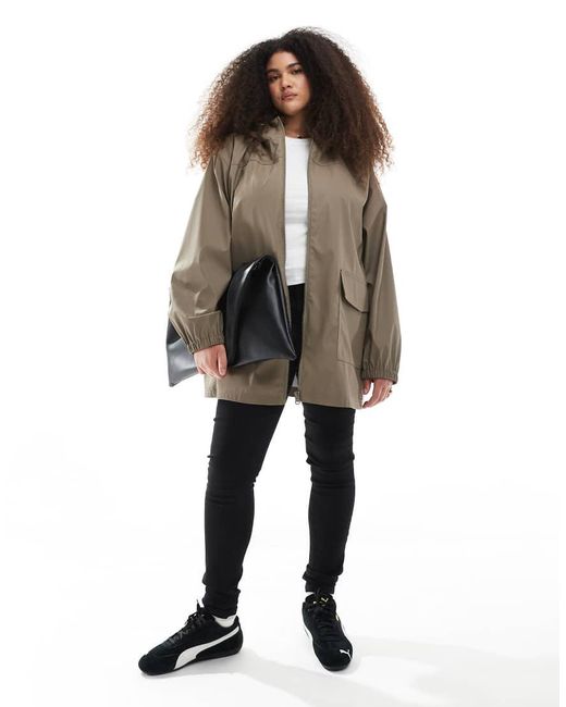 ASOS Gray Asos Design Curve Rubberised Rain Coat