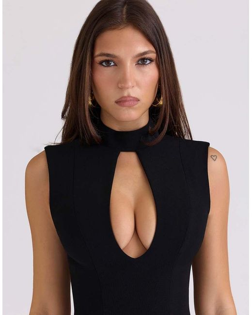 House Of Cb Black Rosa Crepe Sleeveless Mini Dress