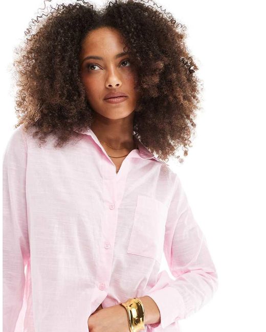 ONLY Pink Loose Fit Textured Shirt