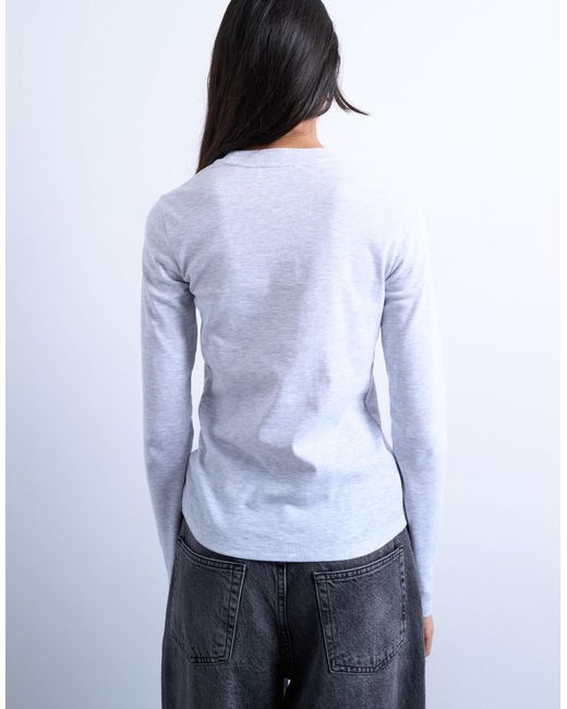 TOPSHOP Blue Long Sleeve Everyday Tee