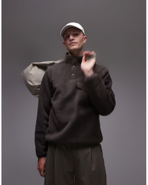 ARKET Gray Pull-On Fleece Jacket With Flap Front Pocket for men