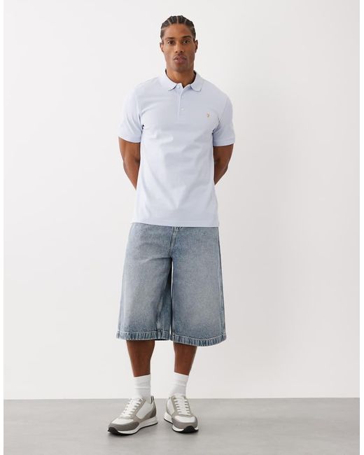 Farah White Blanes Short Sleeve Logo Polo for men