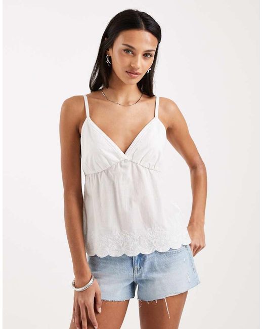 Hollister White Sequin Scallop Hem Cami Top