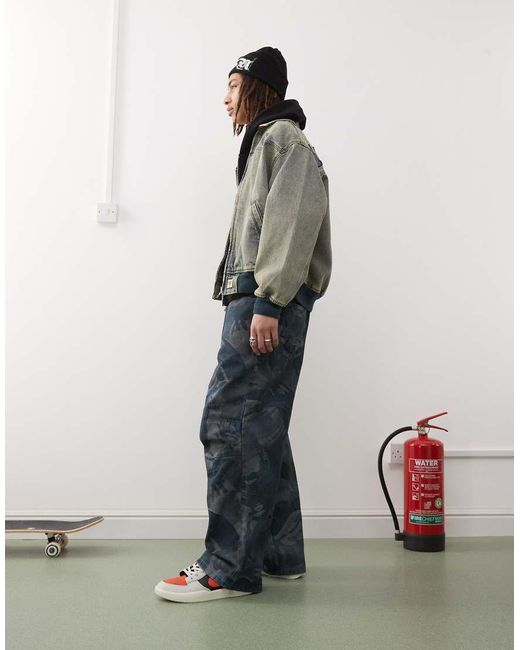 Vaqueros De Corte Suelto Con Lavado Y Patrón De Jacquard De Aape By A Bathing Ape de hombre de color Blue