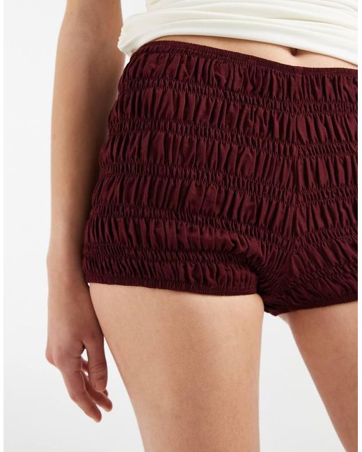 Motel Red Kubo Ruched Shorts