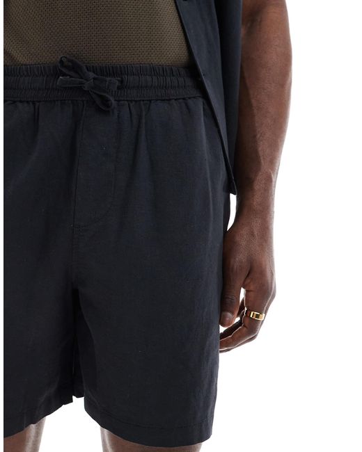 New Look – schlupf-shorts aus leinenmix in Black für Herren