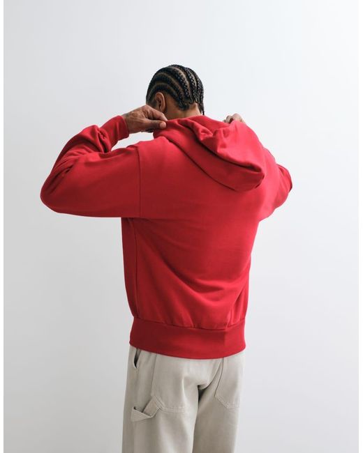No Problemo Red 100% Cotton Zip Through Varsity Style Hoodie With Large Nyp Logo for men