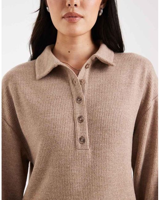 Miss Selfridge Natural Brushed Rib Collar Detail Sweat Dress