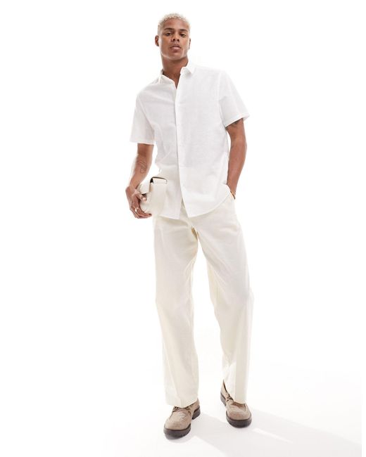 Chemise classique habillée en lin mélangé ASOS pour homme en coloris White