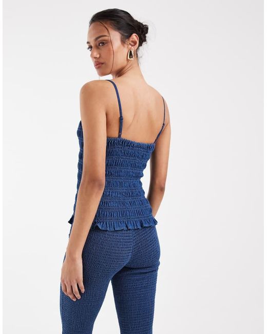 ASOS Blue Denim Shirred Cami Top Co-Ord