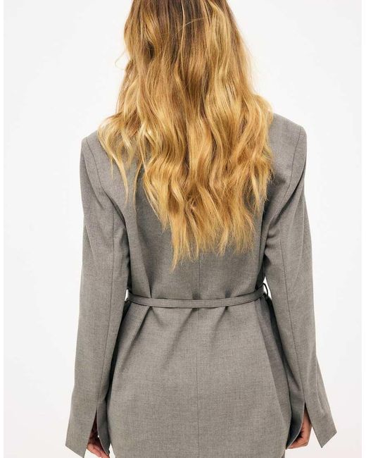 NA-KD Gray Belted Regular Blazer