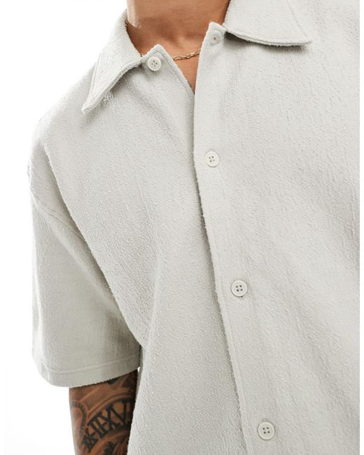 Sander - camicia testurizzata beige kaki di Weekday in White da Uomo