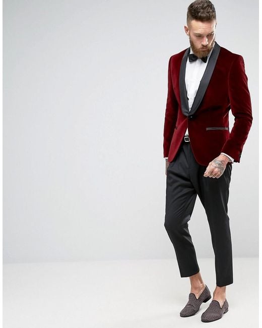 Hugo boss red velvet blazer best sale