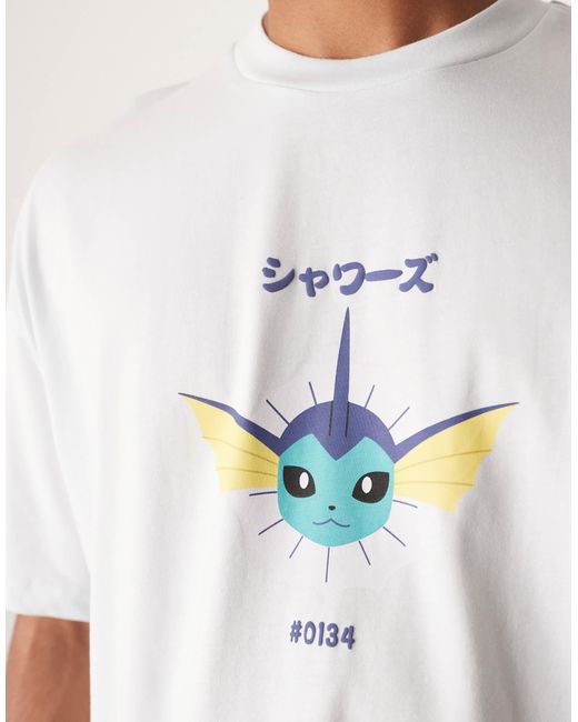 Pokémon - t-shirt unisexe coupe carrée oversize avec imprimé aquali ASOS en coloris White