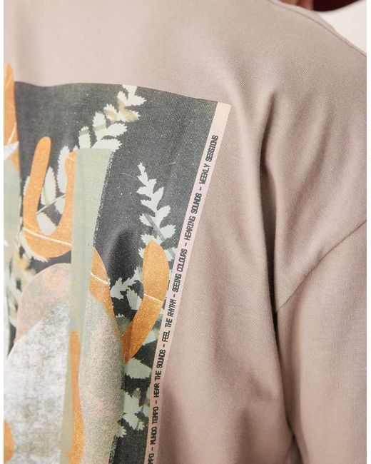 ASOS Recht Oversized T-Shirt Met Grafische Abstracte Print in het Brown voor heren