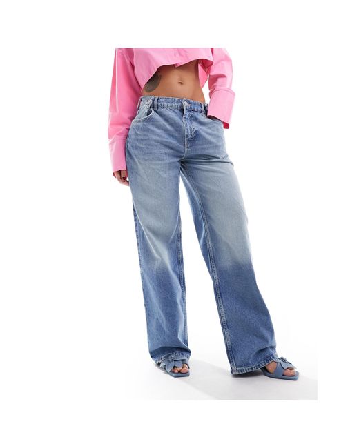 Jeans ampi con girovita regolabile di Mango in Blue