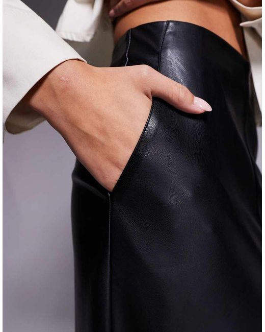ASOS Blue Faux Leather Seam Detail Maxi Skirt