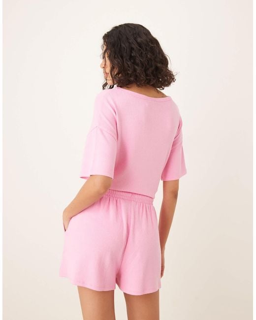 ASOS Pink – shorts aus strukturiertem strick