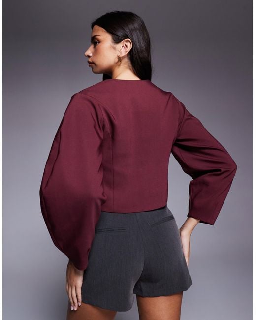 River Island Purple Banana Sleeve Collarless Jacket