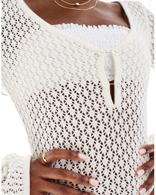 Aria Cove White Wide Sleeve Maxi Crochet Beach Dress