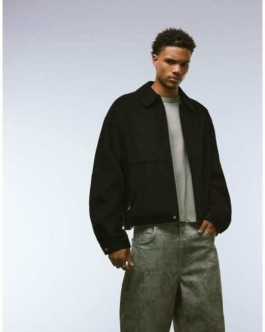 ASOS – harrington-jacke aus cord in Green für Herren