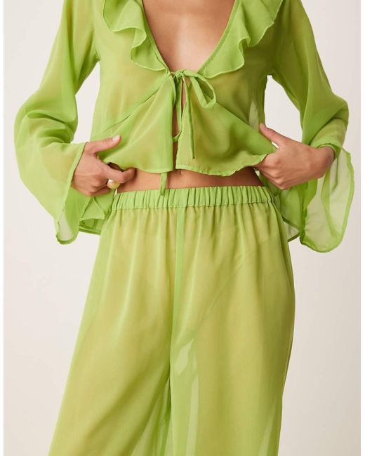 esmé studios Green Esmee Exclusive Mesh Beach Trouser Co-ord
