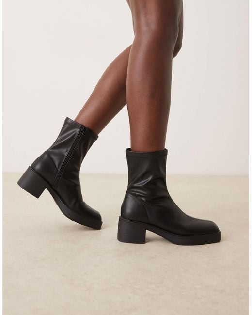 ASOS Natural Wide Fit Raven Smart Mid-heel Boots