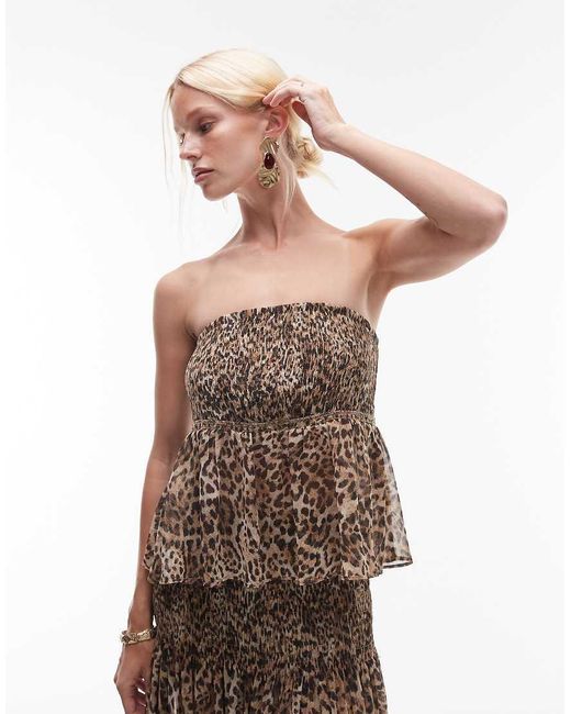Mango Brown Featuring Kaia Gerber Co Ord Ruffle Bandeau Top