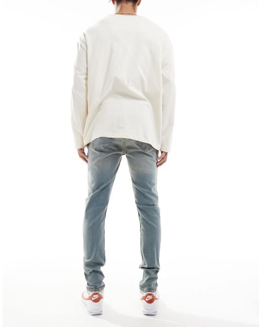 Don't Think Twice Dtt – sehr eng geschnittene stretch-jeans in White für Herren