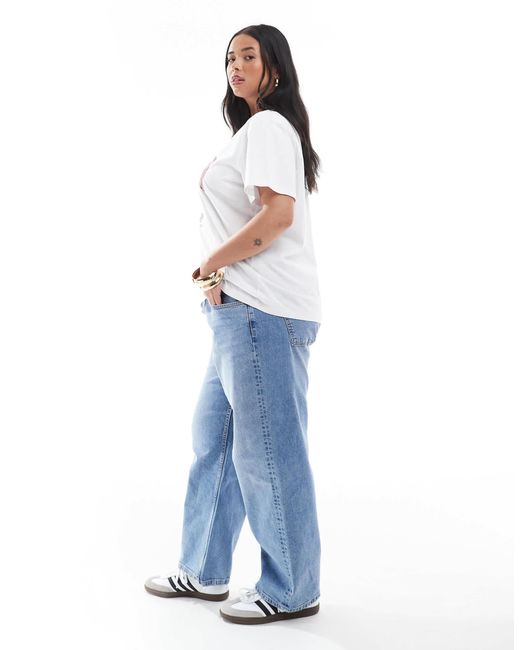 ASOS Blue Asos Design Curve Comfort Stretch Straight Leg Jeans