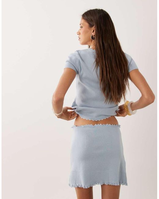 Mango Blue Asad Knitted Mini Skirt Co-ord