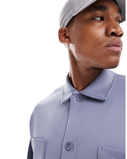 ASOS Blue Oversized Scuba Shacket for men