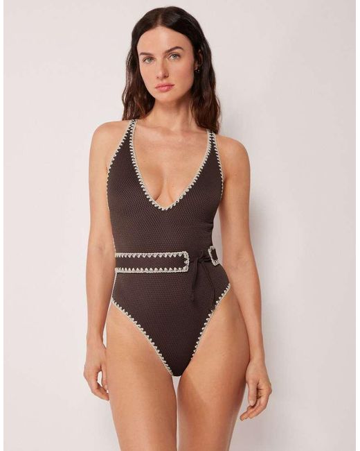 Calzedonia Brown Swimsuit Bicolor Embroidery