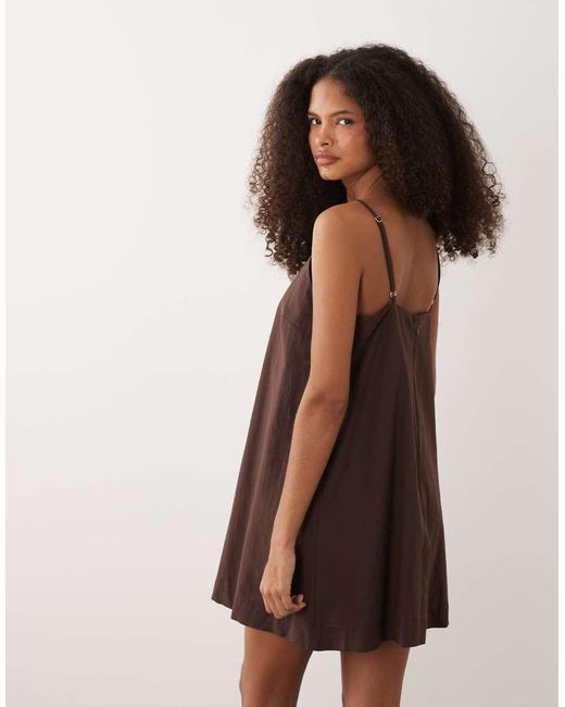ASOS Brown Mini Shift Linen Dress