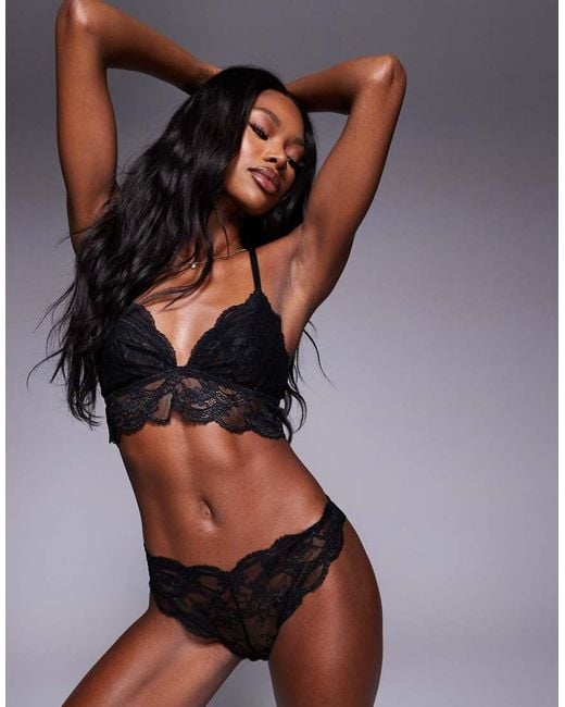 ASOS Black Lola Lace Longline Bralette
