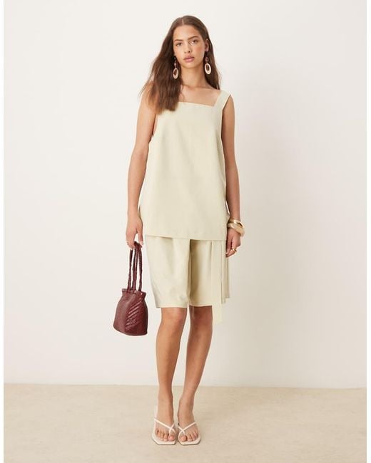 ASOS Natural Tailored Square Neck Top With Utility Buckle Straps Co-ord
