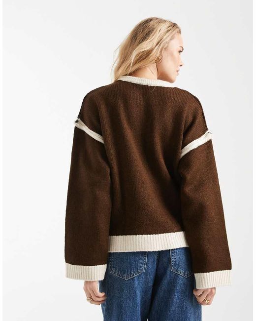 ASOS Brown Contrast Detailing Knit Sweater
