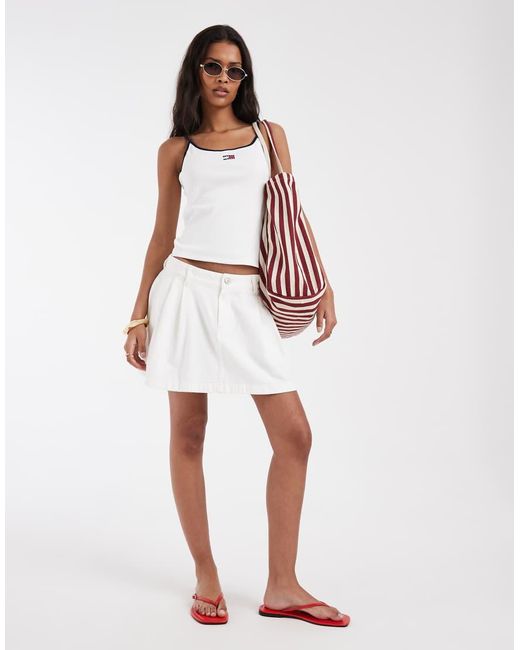 Tommy Hilfiger White Bade Logo Slim Fit Strappy Vest