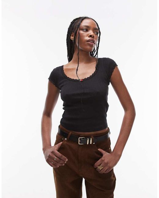 T-Shirt Baby Traforata Nera di Tommy Hilfiger in Black