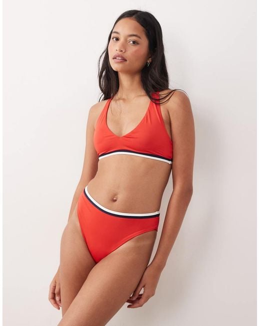 Speedo Red Jetstream Texture Scoop Bikini Bottom