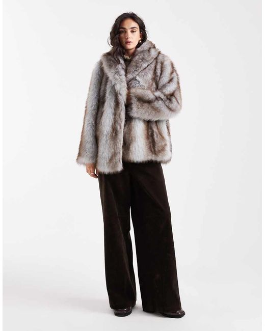 ASOS Brown Tipped Faux Fur Coat