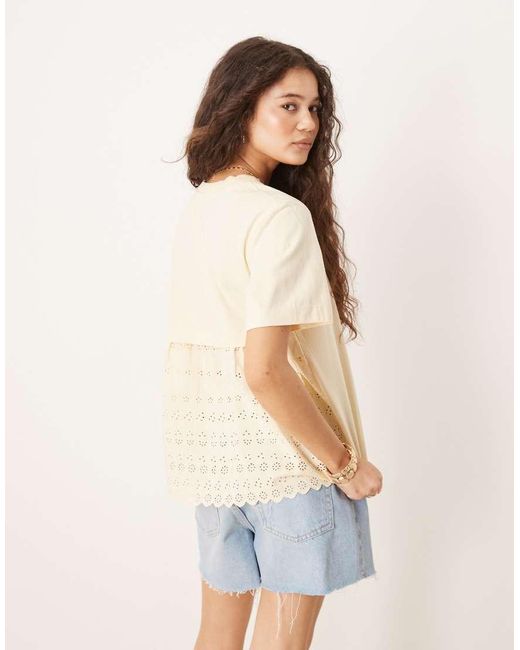 ASOS White Oversized T-Shirt With Broderie Back Detail