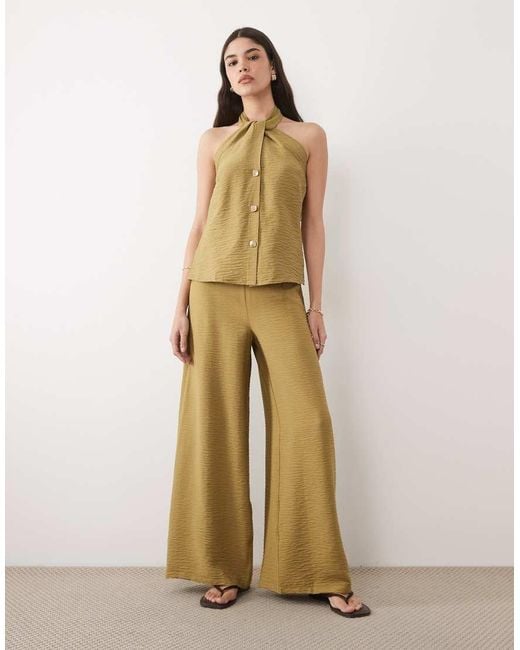 New Look Natural Button Down Halter Neck Top