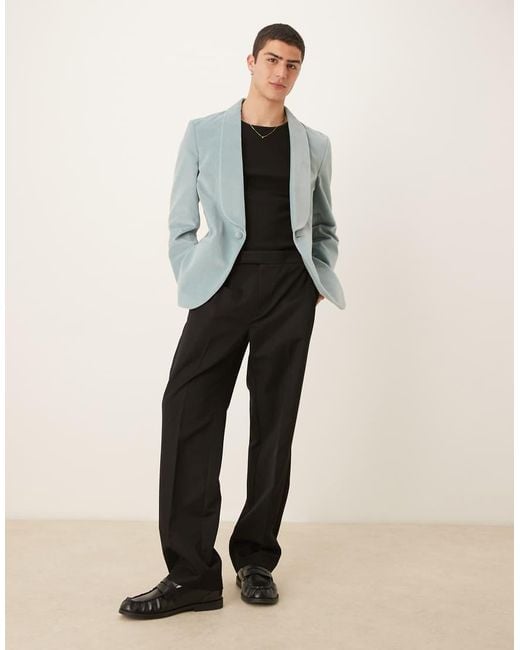 ASOS Green Cotton Velvet Summer Weight Slim Blazer for men