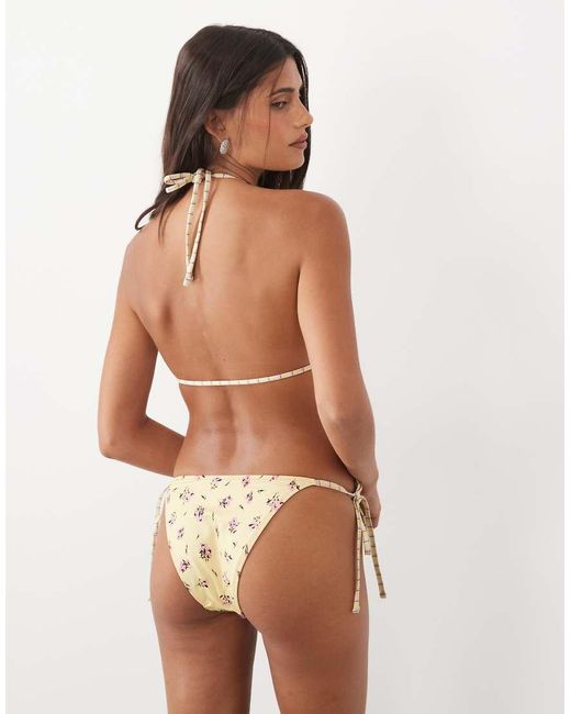 ASOS Brown Imogen Frill Side Tie Bikini Bottoms