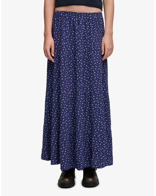 Superdry Blue Woven Tiered Maxi Skirt