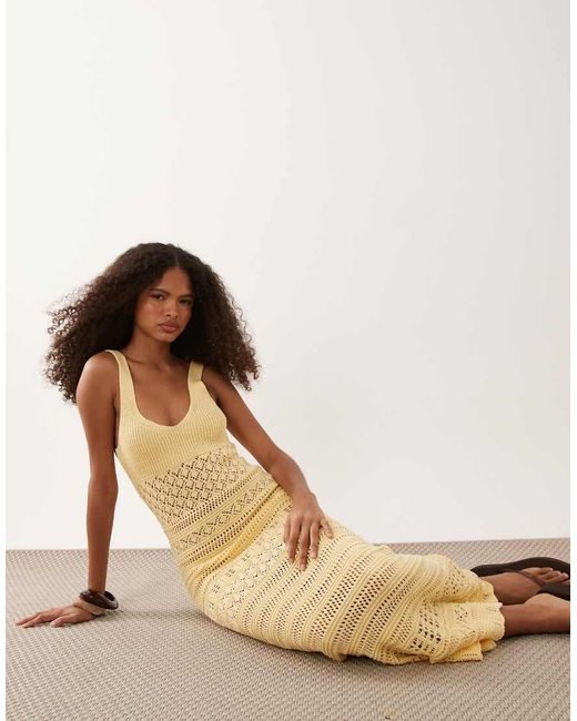 Miss Selfridge Brown Crochet Maxi Dress